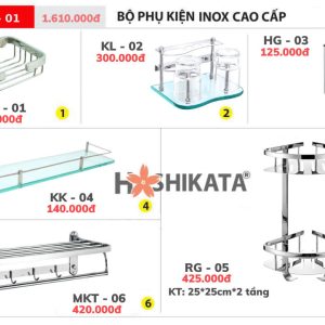 BỘ PHỤ KIỆN 304 INOX CAO CẤP (PHỤ KIỆN 6 MÓN- 01)