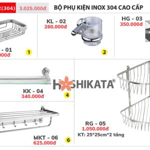 BỘ PHỤ KIỆN 304 INOX CAO CẤP (PHỤ KIỆN 6 MÓN – 02)