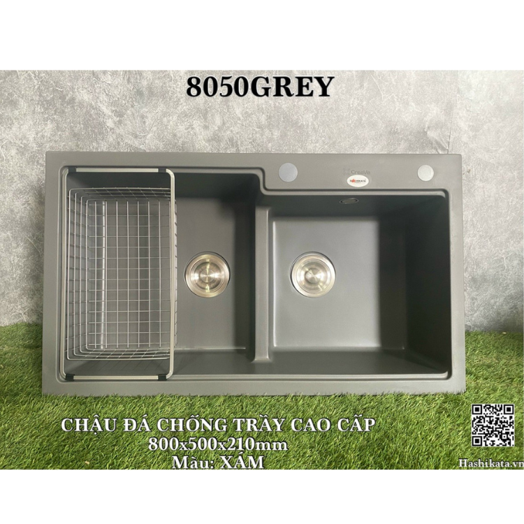 CHẬU ĐÁ CHỐNG TRẦY 8050 XÁM (2H)