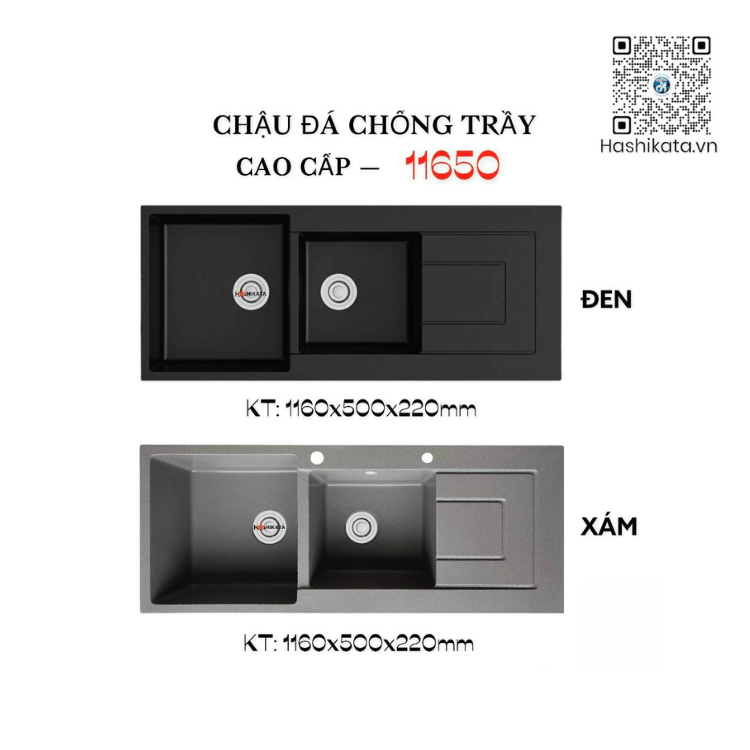 CHẬU ĐÁ CHỐNG TRẦY 11650 ĐEN