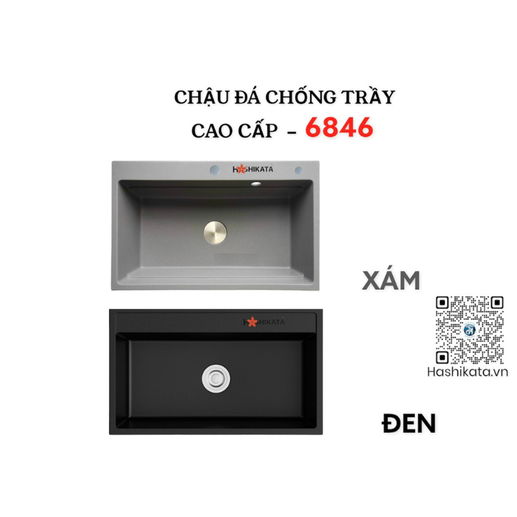 CHẬU ĐÁ CHỐNG TRẦY 6846 XÁM