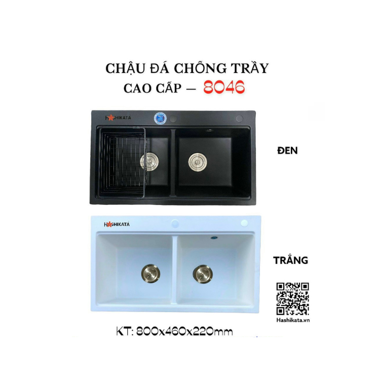 CHẬU ĐÁ CHỐNG TRẦY 8046 ĐEN