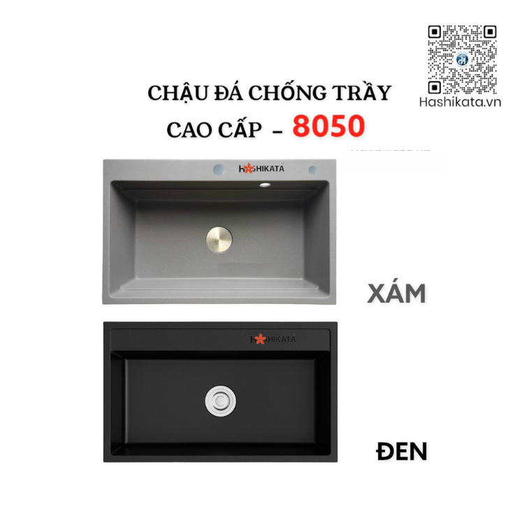 CHẬU ĐÁ CHỐNG TRẦY 8050 ĐEN