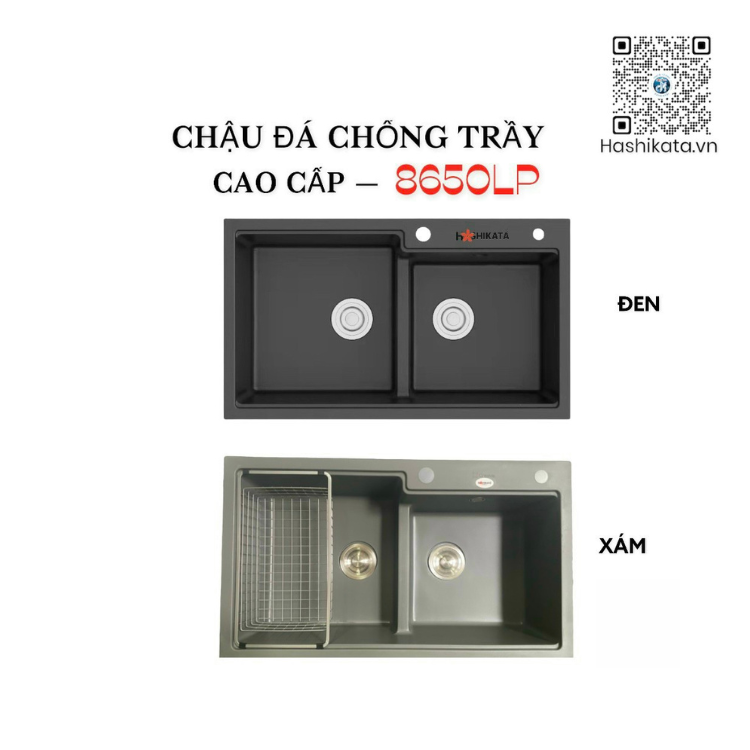 CHẬU ĐÁ CHỐNG TRẦY 8650LP ĐEN