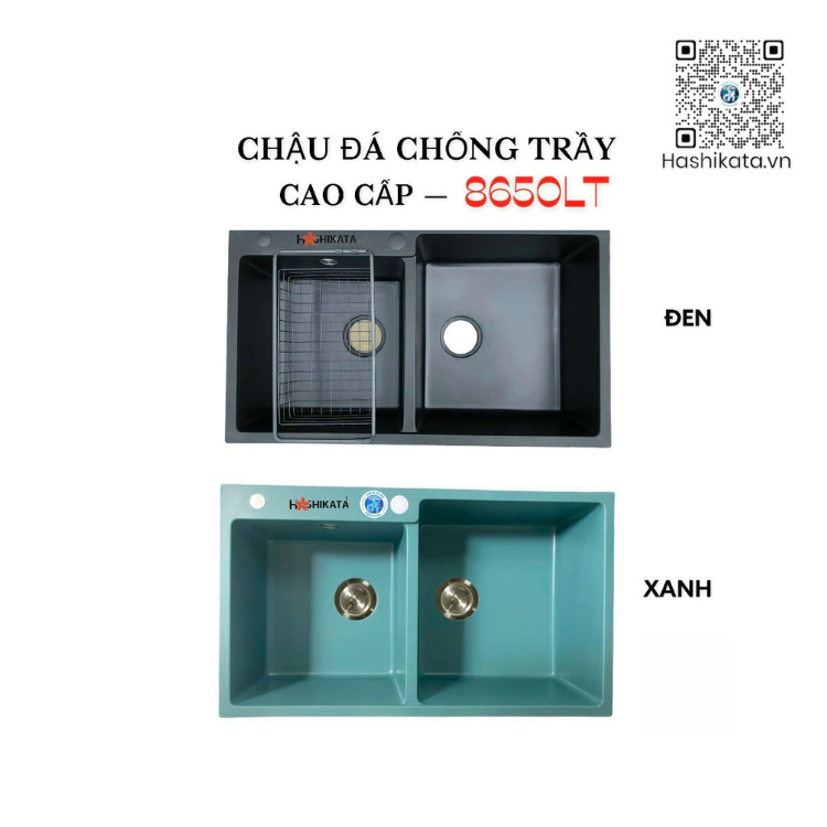 CHẬU ĐÁ CHỐNG TRẦY 8650LT ĐEN