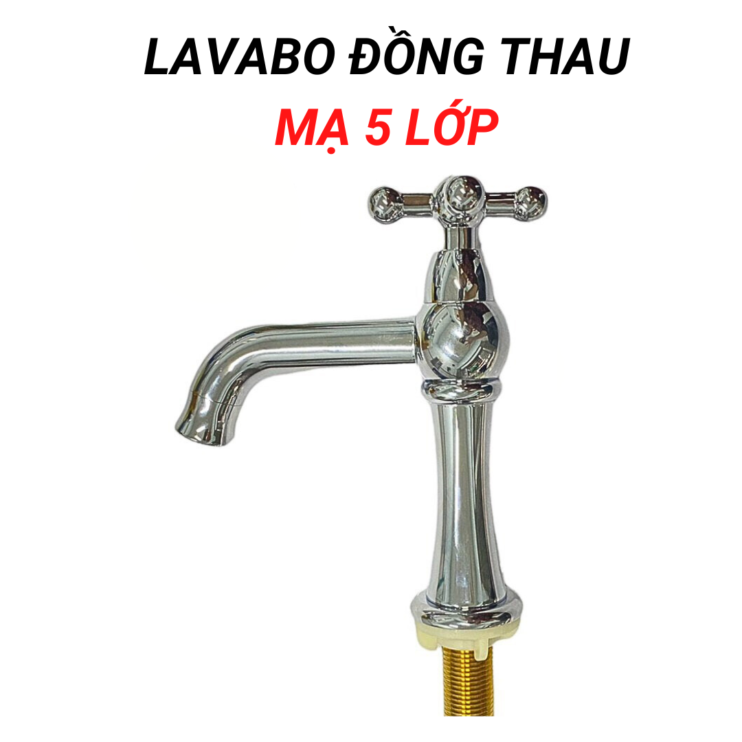 VÒI LAVABO CAO ĐỒNG THAU MẠ 5 LỚP